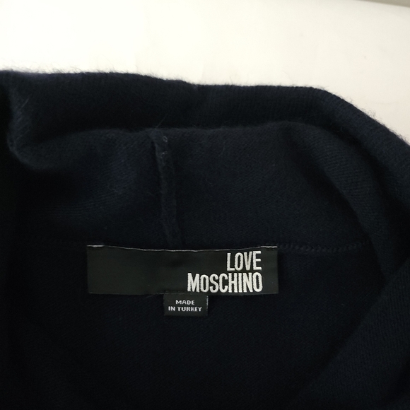 Love Moschino Sweater Bow Mini Dress In Navy - Picture 4 of 9
